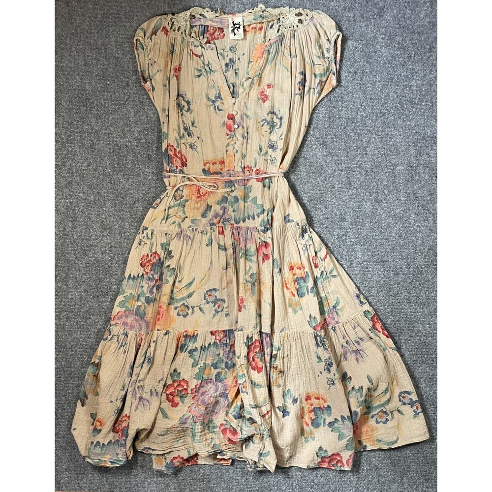 Jody T of California Vintage 80's Prairie Cottage Tier Floral Midi Dress Sz 7